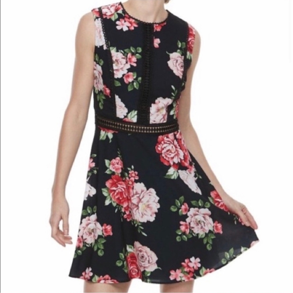 Disney Princess Floral Sleeveless Skater Mini Dress Larg Garden Party Whimsigoth